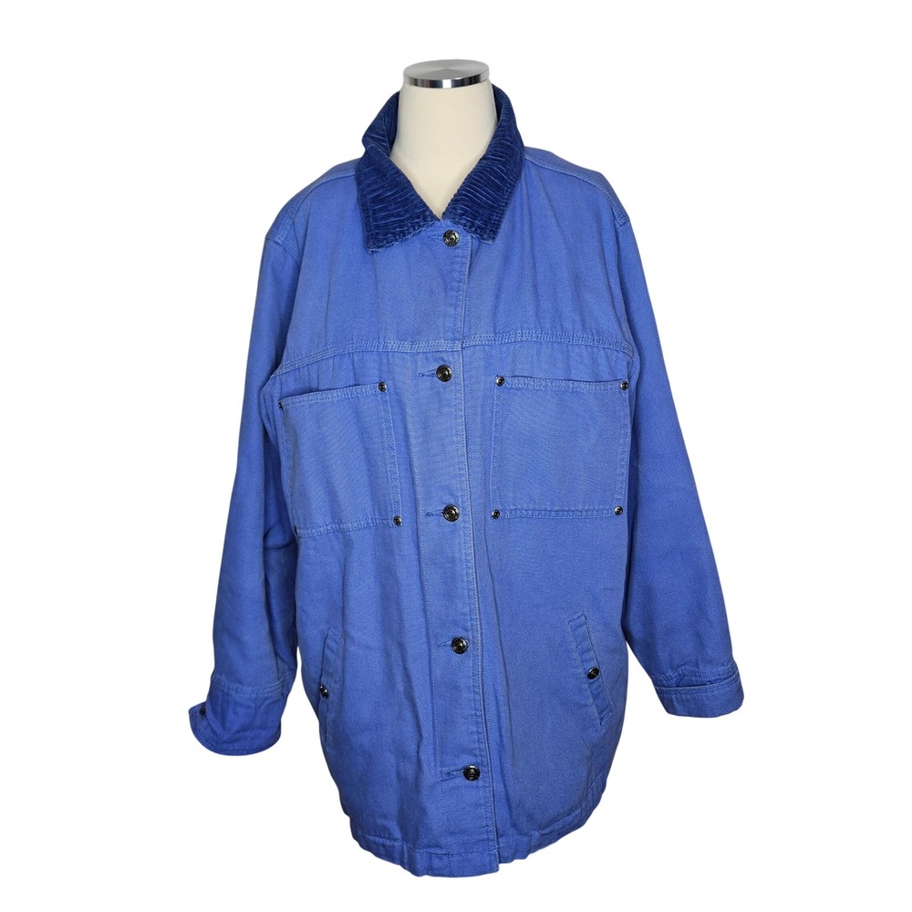 VTG Roper Range Gear Canvas Barn Jacket Coat Blue Corduroy Collar Women's 1X